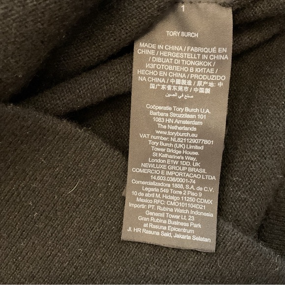 Tory Burch Cashmere Sweater Metallic Balloon Sleeve Mock Neck Black Gold S - Picture 5 of 9